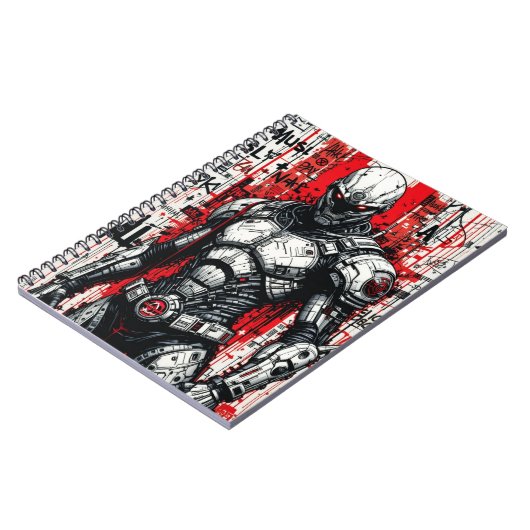Cyberpunk Warrior Graffiti - Spiral Notebook Notizblock (Linke Seite)