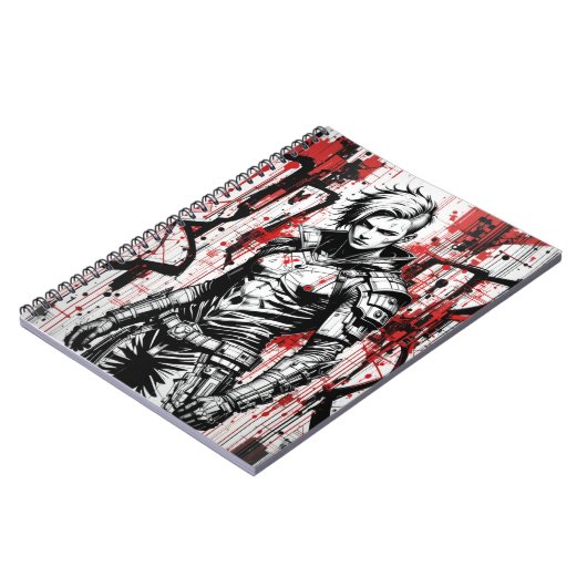Cyberpunk Warrior Graffiti - Spiral Notebook Notizblock (Linke Seite)