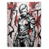 Cyberpunk Warrior Graffiti - Spiral Notebook Notizblock (Vorderseite)