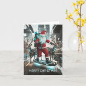 Cyberpunk Weihnachtsmann Karte (Gelbe Blume)