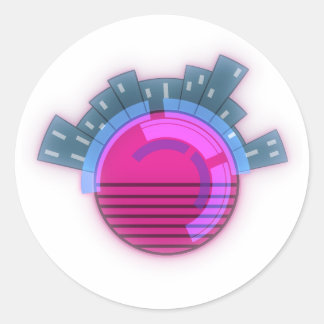 Cyberpunk-Weltstadt Runder Aufkleber