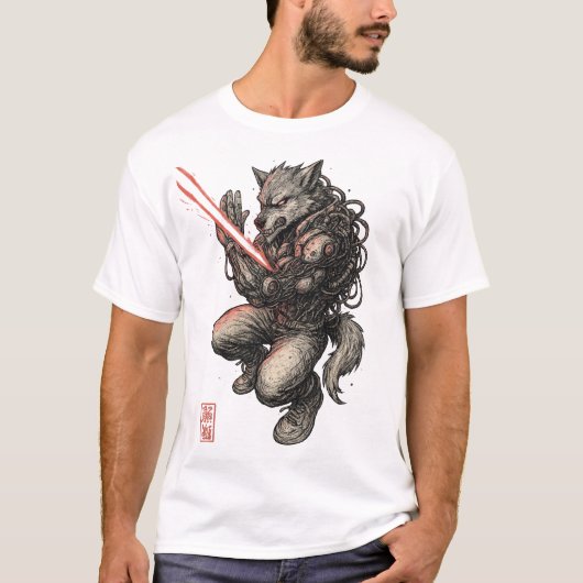 Cyberpunk Wolf (Duel) T-Shirt (Vorderseite)