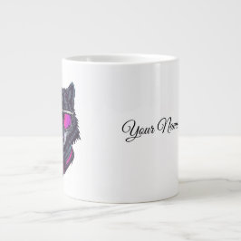 Cyberpunk-Wolf-Neon-Kunst personalisierbarer Namen Jumbo-Tasse