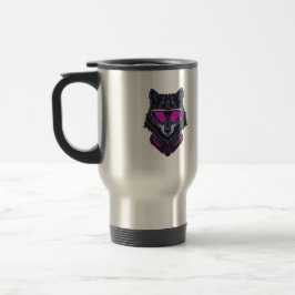 Cyberpunk-Wolf-Neon-Kunst Personalisierbarer Namen Reisebecher