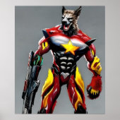 Cyberpunk Wolf, Werwolf Art Digital Download Poster (Vorne)