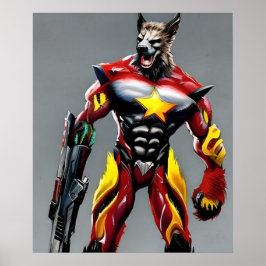 Cyberpunk Wolf, Werwolf Art Digital Download Poster