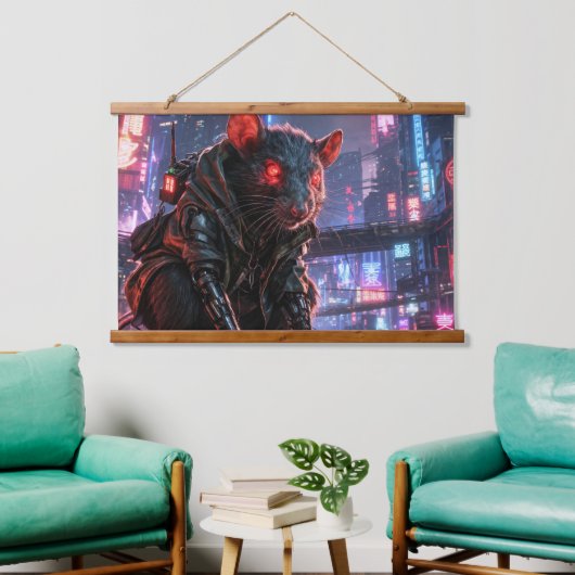 CyberRatte Wandteppich Mit Holzrahmen (Wohnzimmer)