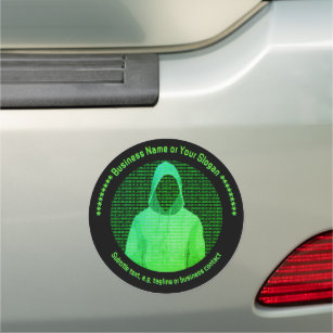 Cybersec Hacker Graphic - Green on Black Custom Auto Magnet