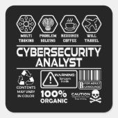Cybersecurity-Analyst Quadratischer Aufkleber (Vorderseite)