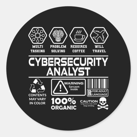 Cybersecurity-Analyst Runder Aufkleber (Vorderseite)