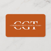 Cybersecurity IT Monogram Modern Orange Visitenkarte (Vorderseite)