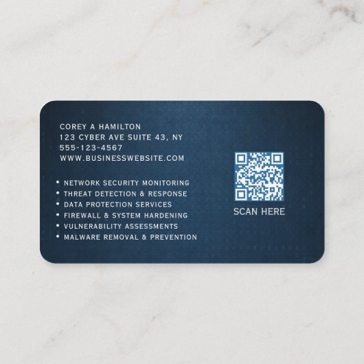 Cybersecurity Service Technician QR Code Visitenkarte (Rückseite)