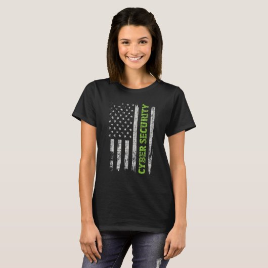 Cybersecurity - USA Flag Computer Engineer Program T-Shirt (Vorne ganz)