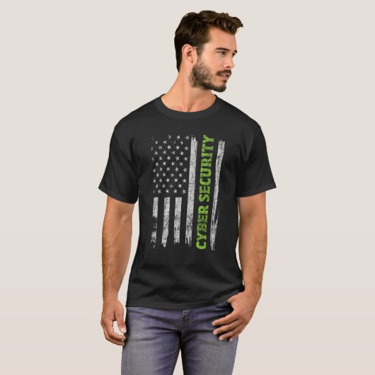 Cybersecurity - USA Flag Computer Engineer Program T-Shirt (Vorne ganz)