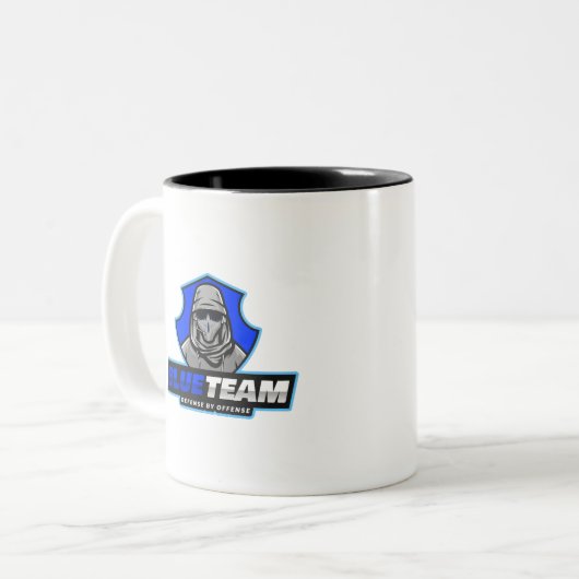 Cybersicherheit - Blauer Teamschild Zweifarbige Tasse (Vorderseite Links)