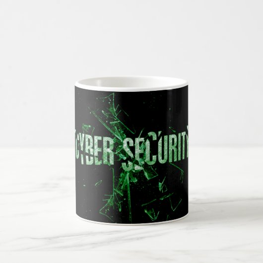 Cybersicherheit | Green Broken Glass Typografy Kaffeetasse (Mittel)