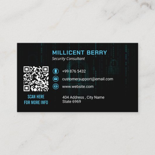 Cybersicherheitsgeschäft | Dark Matrix Key Visitenkarte (Vorderseite)