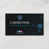 Cybersicherheitsgeschäft | Einfache dunkle Futuris Visitenkarte (Rückseite)