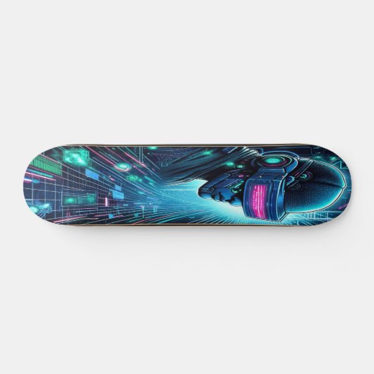 "Cyberspace Conqueror: Hacker's Realm Evil twin Skateboard (Horizontal)