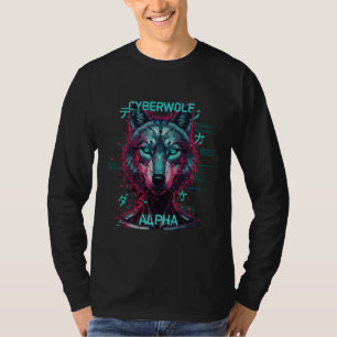 Cyberwolf Alpha Futuristischer Neon-Cyberpunk-Wo T-Shirt