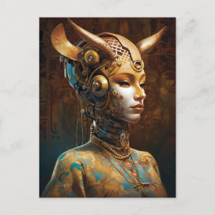 Cyborg Antelope Woman Robot Science Fiction Postkarte