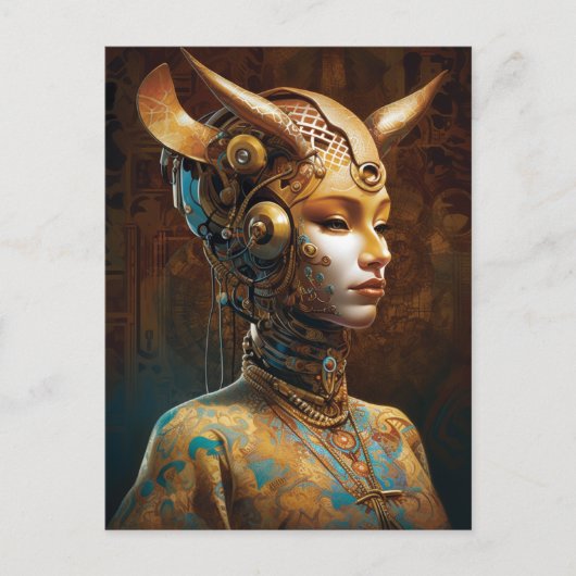 Cyborg Antelope Woman Robot Science Fiction Postkarte (Vorderseite)