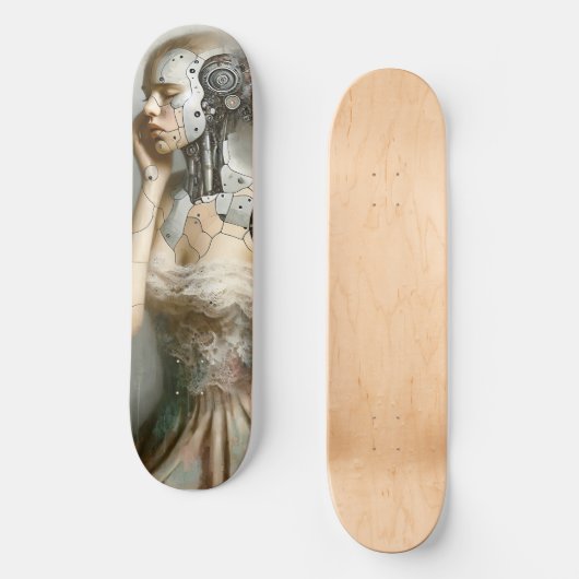Cyborg Female Ai Art Skateboard (Vorderseite)