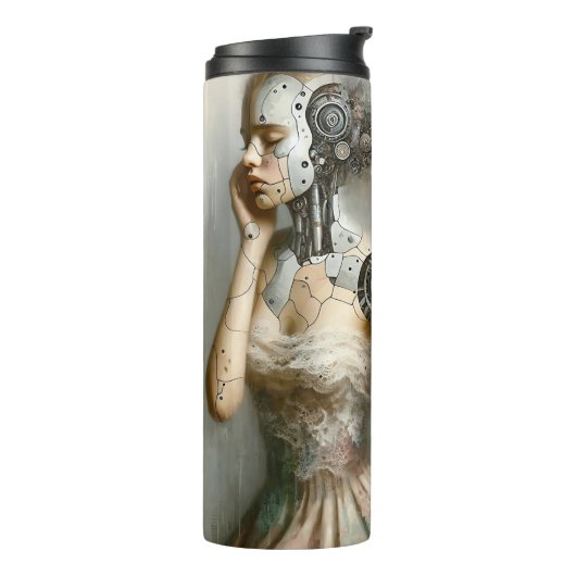 Cyborg Female Ai Art Thermosbecher (Nach links gedreht)