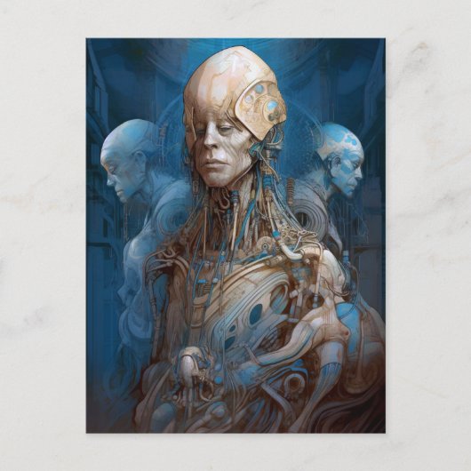 Cyborg Futuristische Science Fiction Postkarte (Vorderseite)