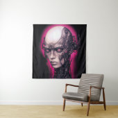 Cyborg Girl Cool Teen Pink Neon Wandteppich (Beispiel)