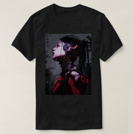 Cyborg Girl Urban Cyberpunk Style T-Shirt (Design vorne)