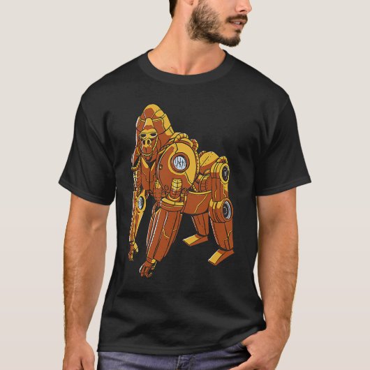 Cyborg Gorilla Affen stempunk robotisch T-Shirt (Vorderseite)
