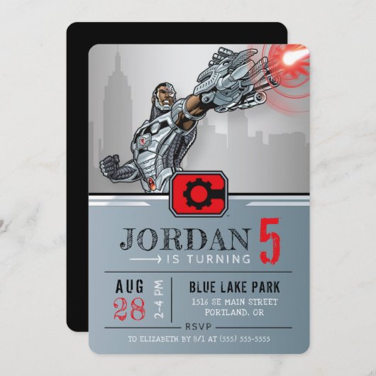 Cyborg | Happy Birthday Einladung (Vorne/Hinten)