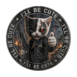 Cyborg-Katzen-Schneidbrett / Ich werde süß Glasbre Schneidebrett