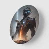 Cyborg-Krieger Runde Wanduhr (Winkel)