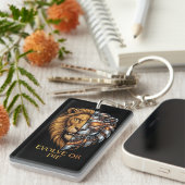 Cyborg-Löwe: Evolviere oder Stirb Motivations-Gym- Schlüsselanhänger (Vorderseite rechts)