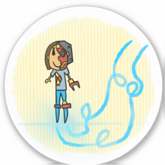 Cyborg Mama Comic Book Style Sticker