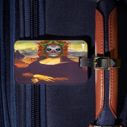 Cyborg Mona Lisa Gepäcktag Gepäckanhänger (Vorderseite Insitu 4)