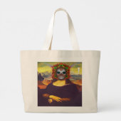 Cyborg Mona Lisa Large Tote Bag Jumbo Stoffbeutel (Rückseite)
