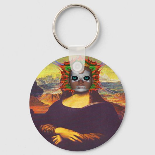 Cyborg Mona Lisa Schlüsselanhänger (Vorderseite)