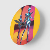 Cyborg Party Girls III Runde Wanduhr (Winkel)