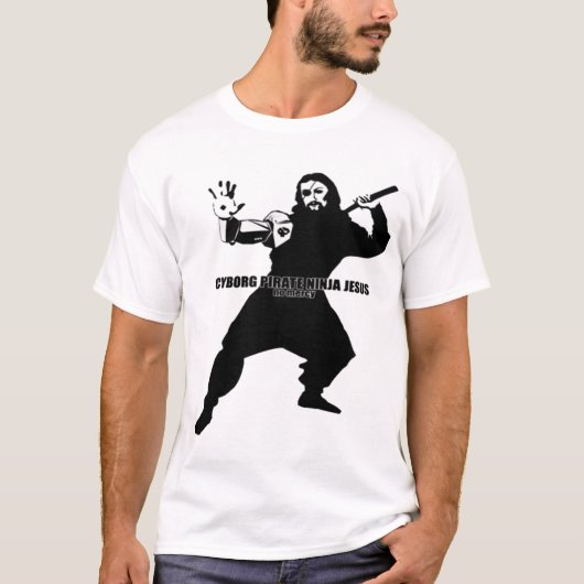 Cyborg-Pirat Ninja Jesus T-Shirt (Vorderseite)