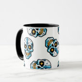 Cyborg-Pixel-Schädelmuster Tasse (Vorderseite Links)