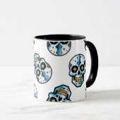 Cyborg-Pixel-Schädelmuster Tasse (VorderseiteRechts)