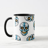 Cyborg Pixelated Skull Pattern Tasse (Links)
