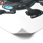 Cyborg Poodle Robot Peace Sign Poster (Ecke)