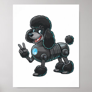 Cyborg Poodle Robot Peace Sign Poster