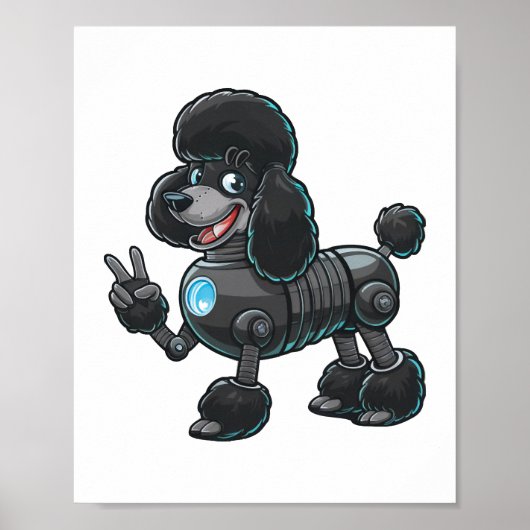 Cyborg Poodle Robot Peace Sign Poster (Vorne)
