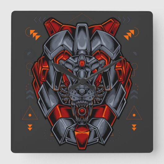 Cyborg Quadratische Wanduhr (Vorderseite)