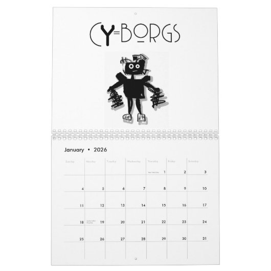 Cyborg Robot Calendar Kalender (Jan 2026)